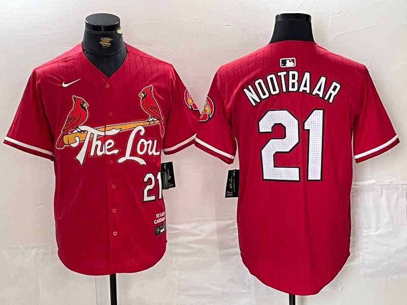 Men%27s St. Louis Cardinals #21 Lars Nootbaar Red 2024 City Connect Limited Stitched Baseball Jersey